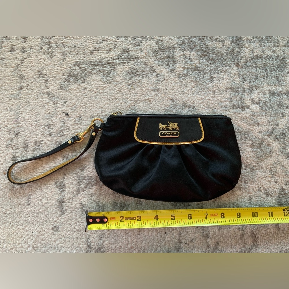 Coach Amanda Satin Wristlet Black